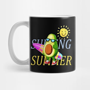 Funny Avocado Surfing Mug